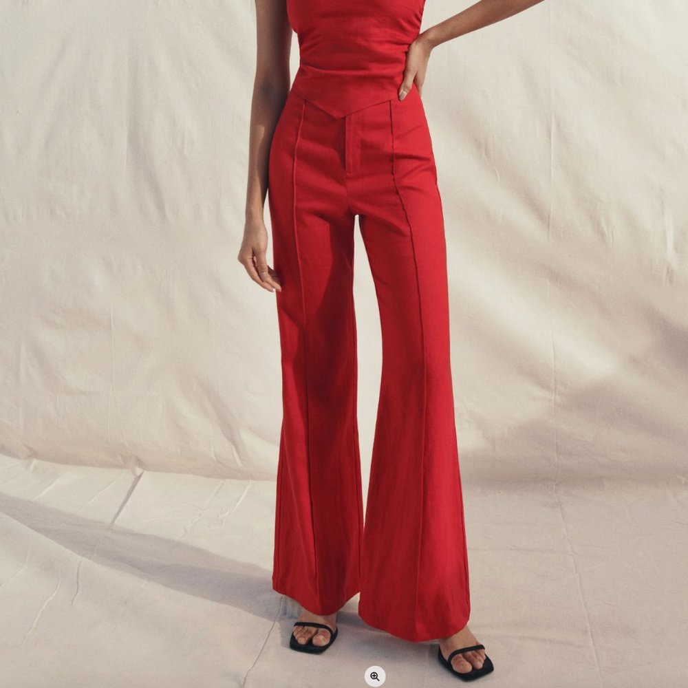 Reformation Silvie Linen Pant in Lipstick